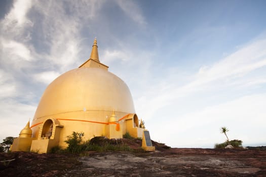 The golden pagoda on Phu Lanka National Forest Nakhon Phanom, Thailand.