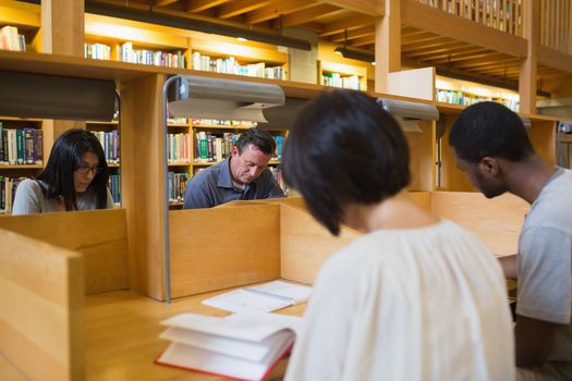 People studying in library