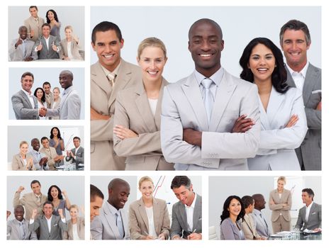 Collage of friendly business people