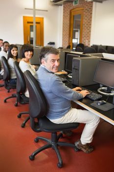 Happy computer class in college