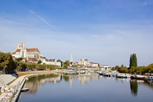 banks of the Yonne in the town of Auxerre (Bourgogne France) (works arrangement banks)