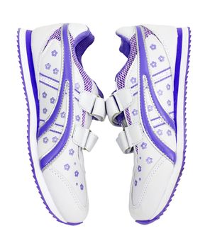 Pair of childrens shoes is isolated on a white background