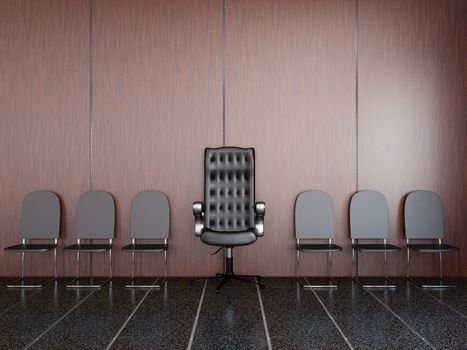 Chairs near a wall in a lobby