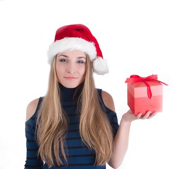 Picture with happy young girl with gift box