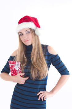 Picture with happy young girl with gift box