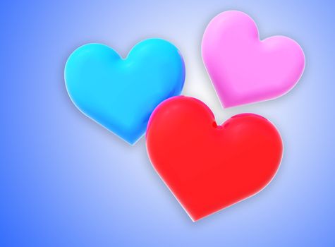 Colorful of love to created by three dimensional software