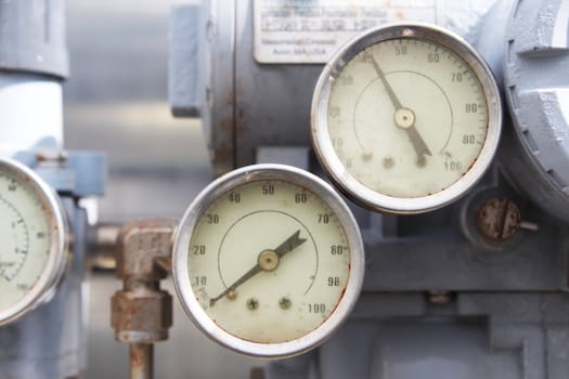 Old pressure gage in industrial plant