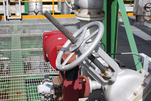 Big handle valve in industrial plant