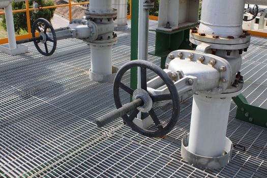 Big handle valve in industrial plant