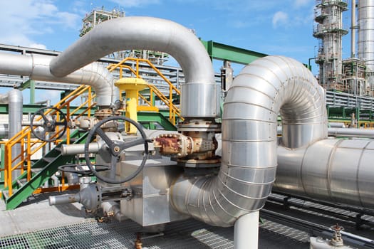 Big handle valve in industrial plant