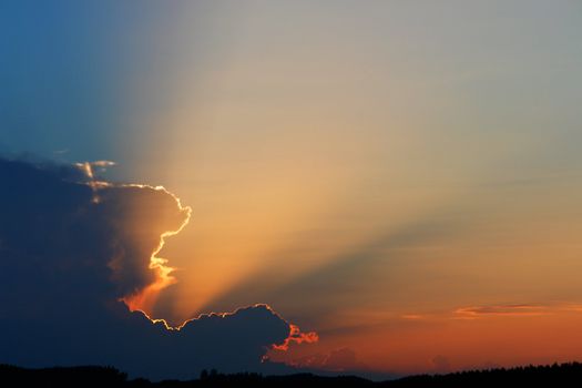 beautiful clouds storm at sunset