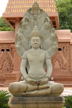 The big stone Buddha statues in temple, Thailand.