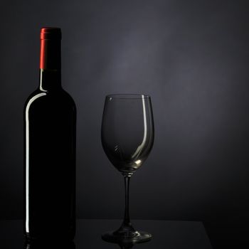 Red Wine Glass silhouette Black Background