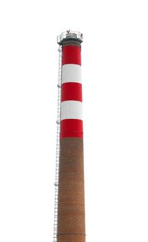 Tall industrial chimney isolated on white background