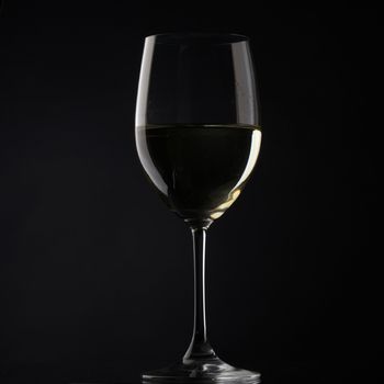 white wine glass silhouette white background