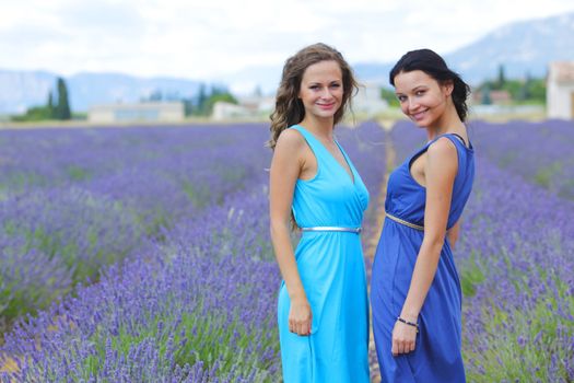 two women on lavender field