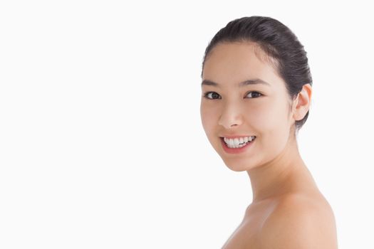 Smiling woman showing her natural beauty