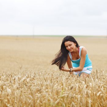 woman on wheat field