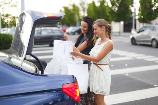 Two woman after shopping