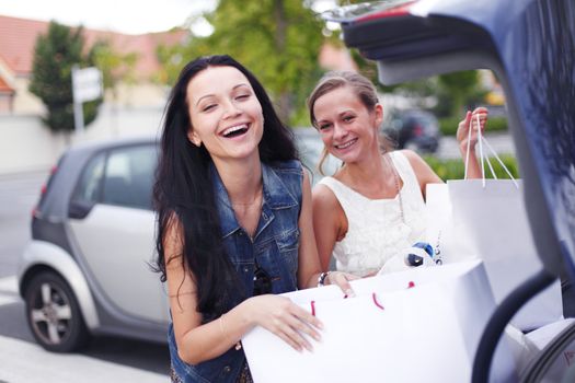 Two woman after shopping