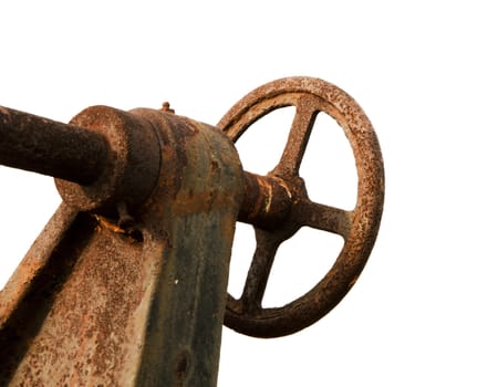 Old steel handle with red rust