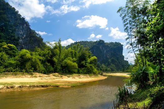 River is located 8 km northeast of Thakhek near Tham Xang Cave.