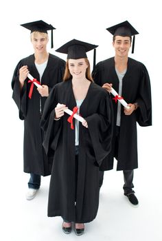 Happy group of teenagers celebrating after Graduation