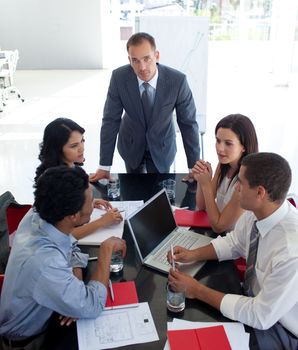 Business people studying a new business plan in office