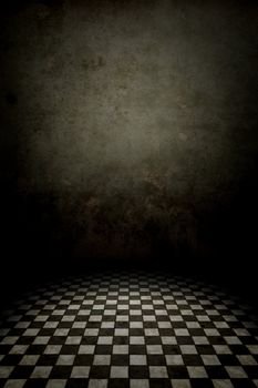 An image of a black and white tiles background