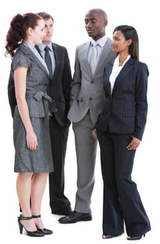 International young business people standing against a white background
