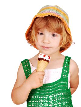 Beauty little girl with ice cream