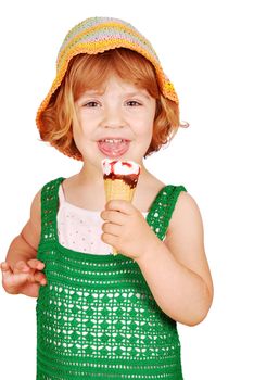 Beauty little girl with ice cream