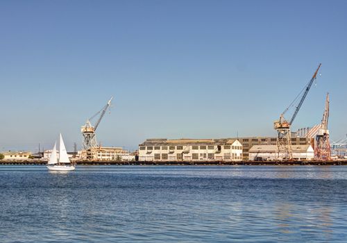 Shipping cargo crane and containers in San Pedro (Port of Los Angeles)