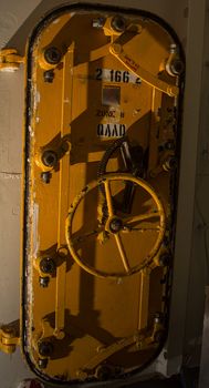 Naval hatch door aboard the USS Iowa