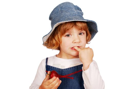 Beauty little girl with strawberry