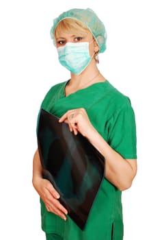Woman doctor with mask posing