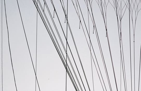 ropes of hot-air balloon, straight line
