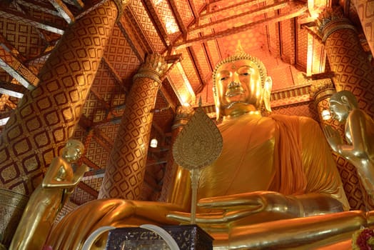 The big Buddha statue in Wat Phananchoeng where is in  Ayuttaya,Thailand.