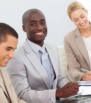 Young Business team Smiling in a meeting and enjoying life