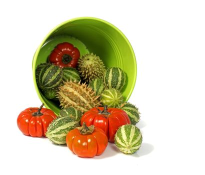 decoration fruit in red and green isolated on white