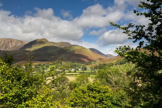 View towards Buttermere village in English Lake District