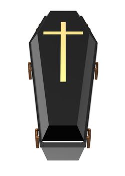 Black coffin, isolated on white, 3d render