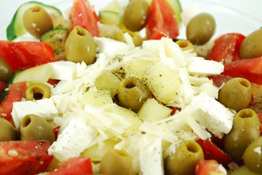 Fresh greek salad studio shot