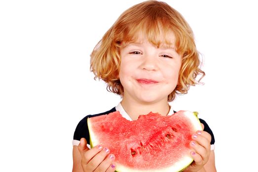 Happy little girl with watermelon