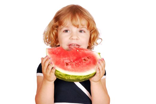 Beauty little girl with watermelon