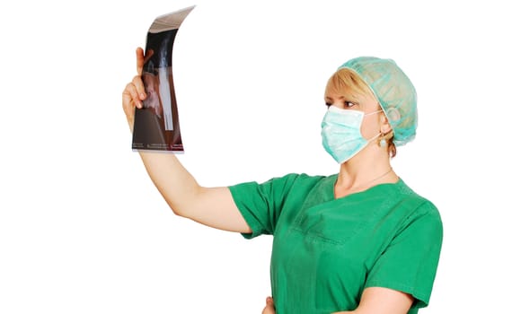 Radiologist female doctor with mask