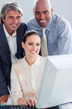 United business people working at a computer in the office