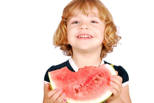 Beauty little girl with watermelon