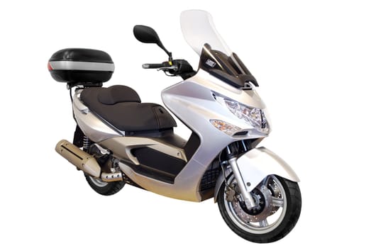 City scooter with trunk isolated on white