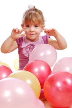 Little girl with colorful balloons